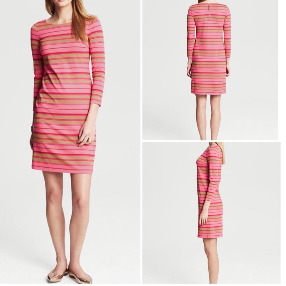 NWOT Banana Republic Ponte Knit Striped Sheath Dress Sz 0